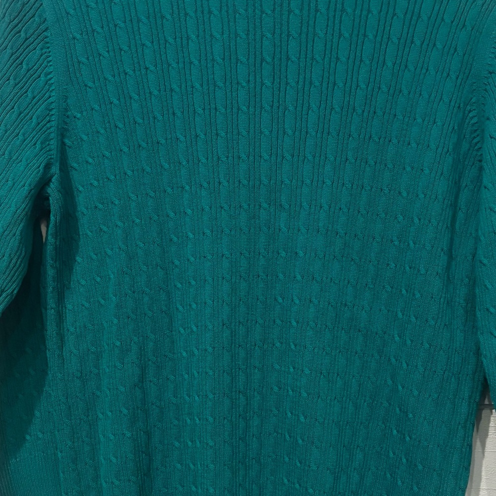 Karen Scott NWT Women's Teal Green Henley 3/4 Sleeve  Sweater in size medium - Picture 7 of 8